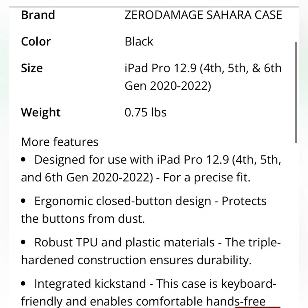 Black Tablet Hardshell Protective Case with Handstrap